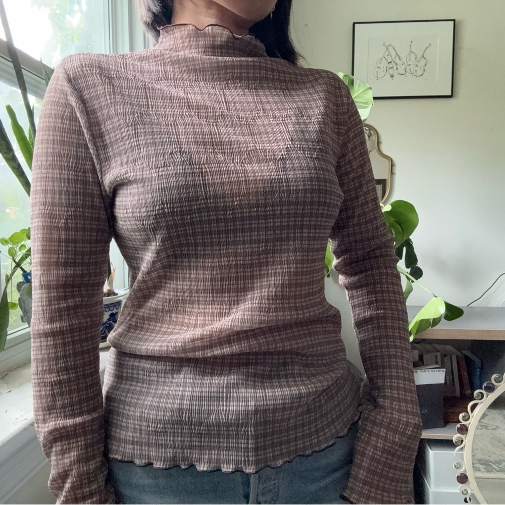 Levi's lettuce edge second skin top sheer long sleeve